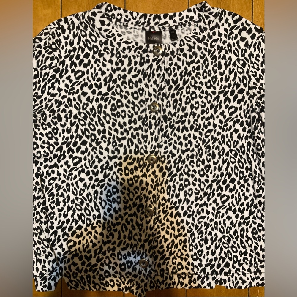 Ladies Size Large Rafaella Leopard Button Down Sweater - Picture 12 of 14